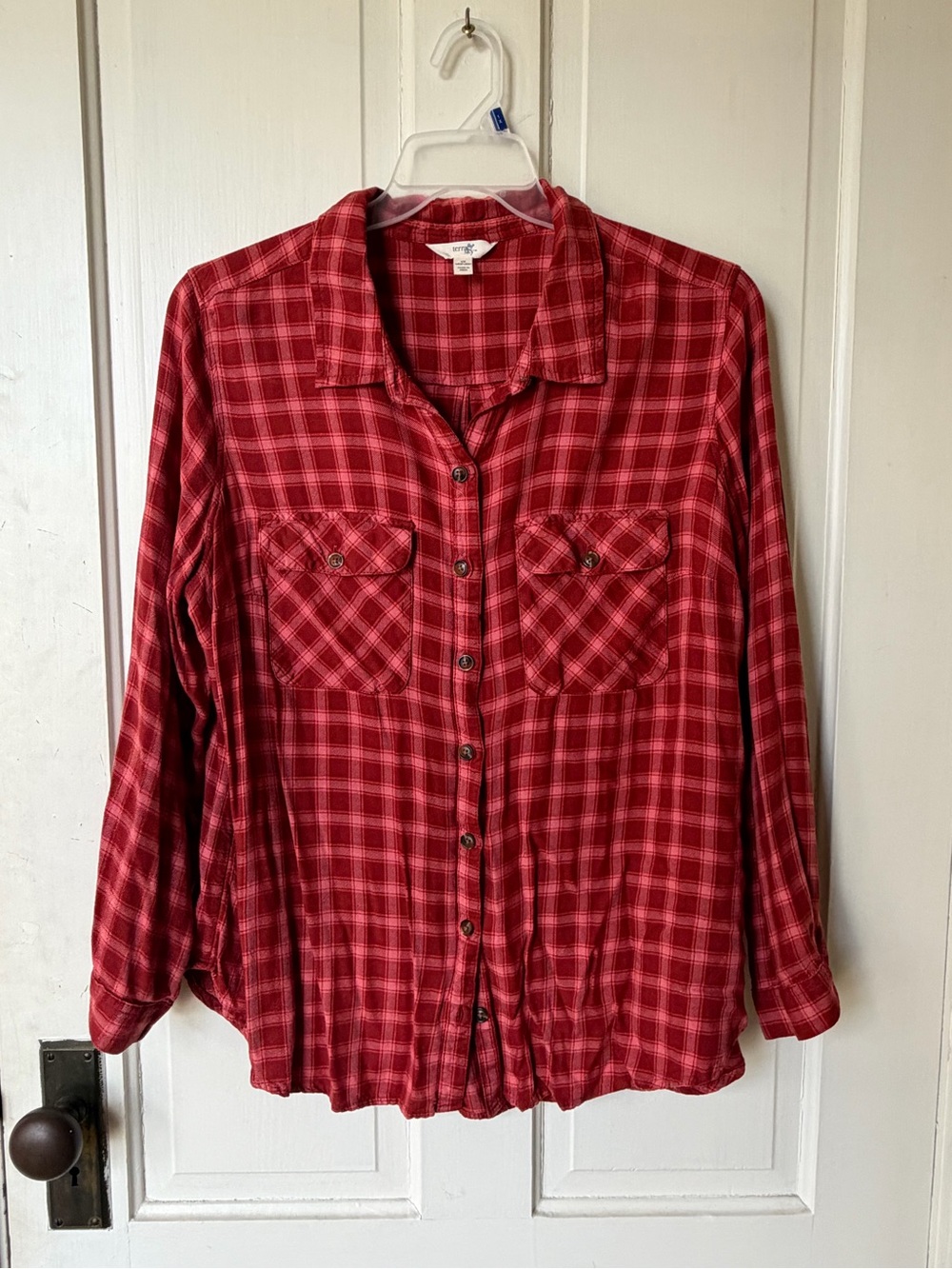 Terra & Sky Red Plaid Button-Down Shirt